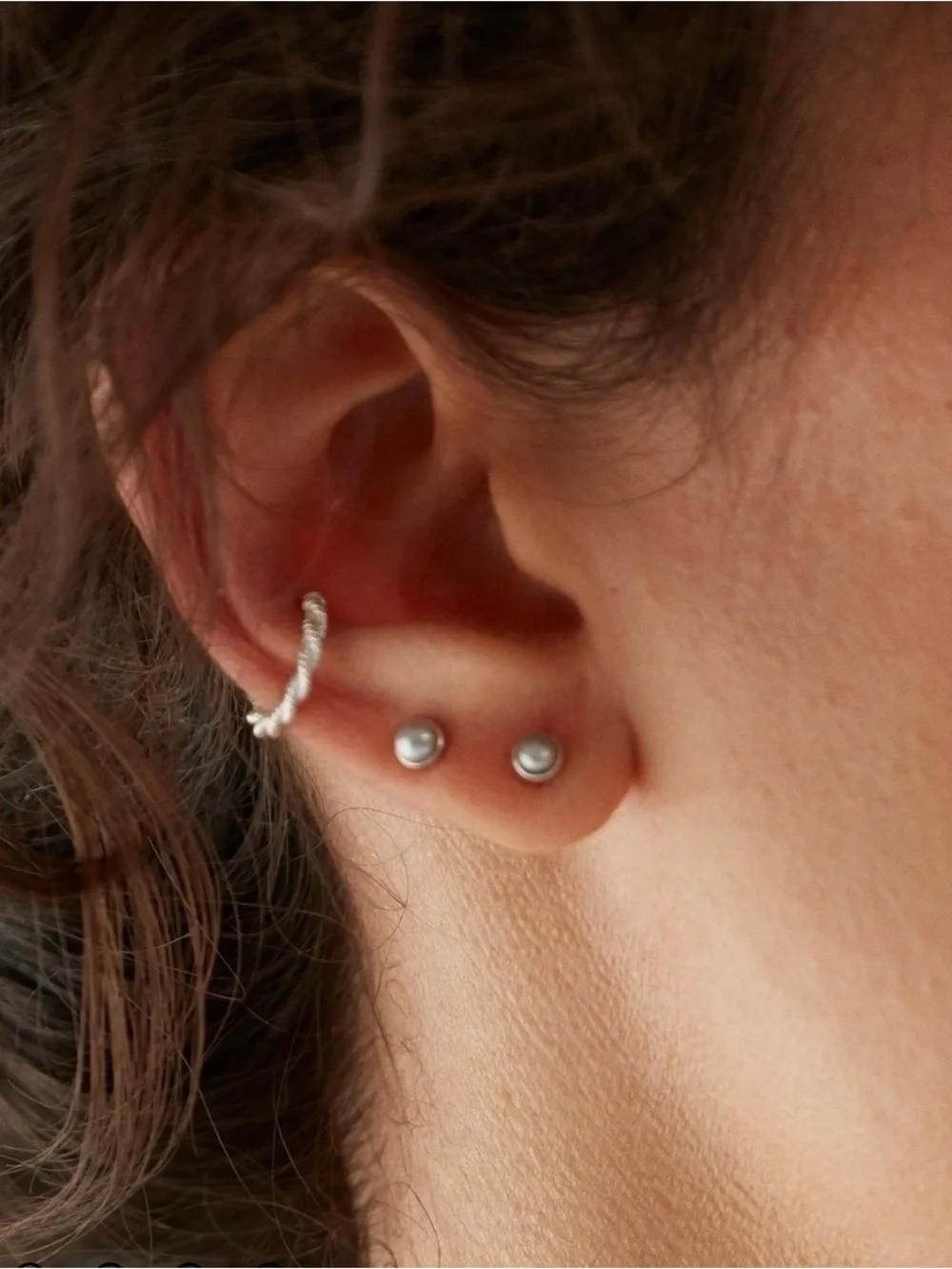 Monica Vinader Mini Pearl Stud Earrings Gray Pearl Sterling Silver
